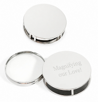 Polished Round Silver Office Paper Weight Magnify Glass